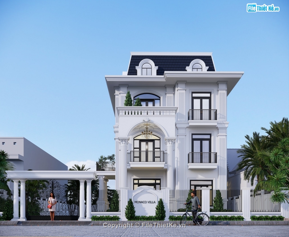 biệt thự 3 tầng,Sketchup biệt thự,model 3d sketchup biệt thự,file 3d sketchup biệt thự